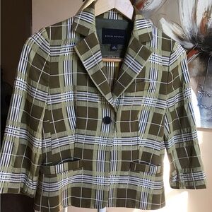 Banana Republic Green and White Plaid Blazer used